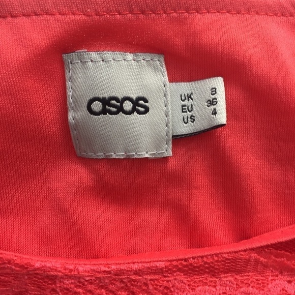 ASOS Lace Overlay Lined Dress Size 4 Pink Salmon - Picture 4 of 7